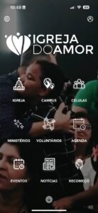 App da igreja do amor. Desenvolvido pela inpeace.